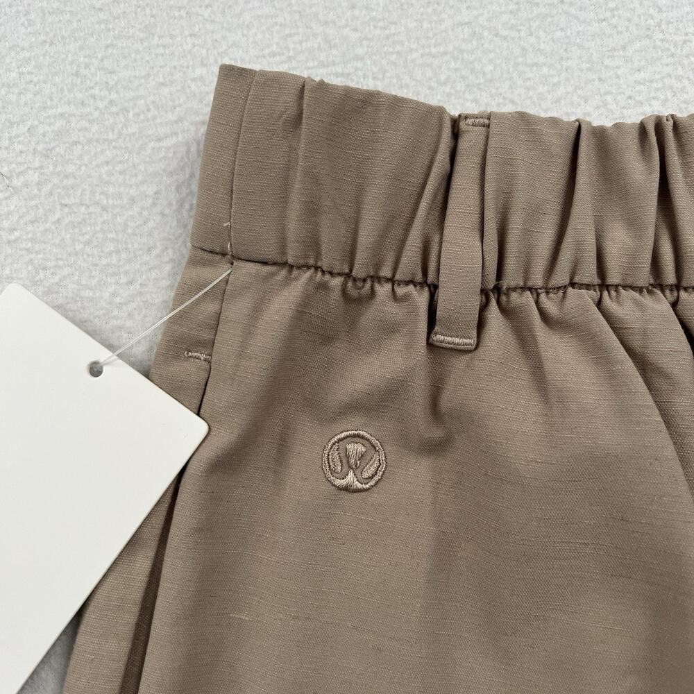NWT Lululemon LuluLinen High-Rise Pleated Short 6" Sheer Oak Tan Linen Blend 27 - Picture 9 of 13